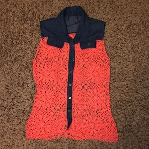 Lace and jean tank top